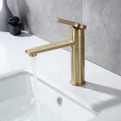 Robinet de lavabo de salle de bain - Chromé, central rotatif, mitigeur monotrou pour salle de bain