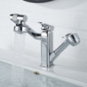 Robinet de lavabo de salle de bain - Rotatif/Extractible, finitions peintes, mitigeur monotrou à deux trous pour robinets de bain