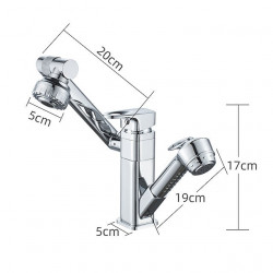 Robinet de lavabo de salle de bain - Rotatif/Extractible, finitions peintes, mitigeur monotrou à deux trous pour robinets de bain