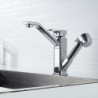 Robinet de lavabo de salle de bain - Rotatif/Extractible, finitions peintes, mitigeur monotrou à deux trous pour robinets de bain