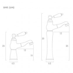 Robinet de salle de bain évier mélangeur, robinets de lavabo court/haut à poignée unique en céramique avec tuyau froid et chaud pour salle de bain