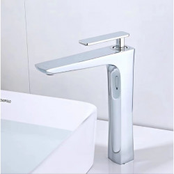 Robinet mitigeur de lavabo de salle de bain, robinet de lavabo monobloc avec tuyau froid et chaud inclus