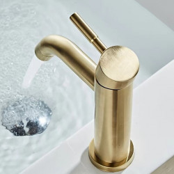 Robinet lavabo - Jet pluie, Nickel brossé, Set de centre, Mitigeur un trou pour salle de bain