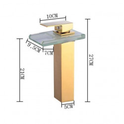 Robinet lavabo - Jet pluie, Plaqué, Set de centre, Mitigeur un trou pour salle de bain en Laiton