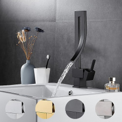 Robinet cascade design créatif irrégulier pour lavabo, pivotant à 360°