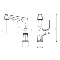 Mitigeur d'évier de salle de bain - Corps relevable, bec verseur à 2 modes, robinet de lavabo en laiton rotatif à 360 ° monté sur le pont avec robinet d'eau chaude et froide