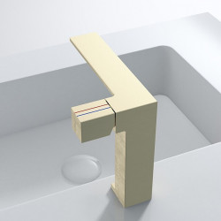 Robinet de salle de bain évier mélangeur - Monobloc à bouton unique avec tuyau froid et chaud