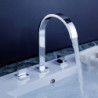 Robinet pour lavabo de salle de bain - Rotatif/Répandu/Cascade chrome, monté sur le pont, mélangeurs trois trous pour salle de bain