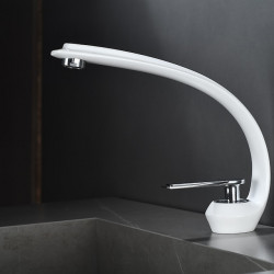 Robinet mitigeur d'évier de salle de bain - Mitigeur monotrou, finition chromée, robinet de salle de bain avec tuyau d'eau...