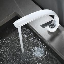 Robinet mitigeur d'évier de salle de bain - Mitigeur monotrou, finition chromée, robinet de salle de bain avec tuyau d'eau chaude et froide