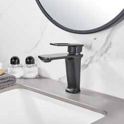 Mitigeur lavabo - Monobloc monocommande monotrou pont monté avec flexible eau chaude et eau froide