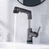 Robinet de salle de bain LCD affichage numérique évier mélangeur - Robinets de lavabo avec pulvérisateur extractible, tête de bec relevable à poignée unique 3 modes, robinet de cuve en laiton salle de bain