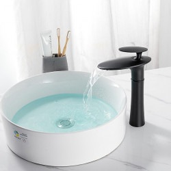 Robinet de lavabo de salle de bain cascade nickel brossé/galvanisé/finitions peintes, ensemble central mitigeur un trou pour robinets de bain