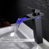 Robinet de salle de bain à poignée unique, robinets de bain à un trou à LED/cascade/centerset en bronze huilé, robinet de lavabo en laiton contenant de l'eau froide et chaude