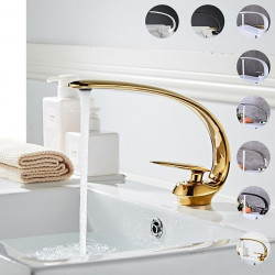 Robinet de lavabo de salle de bain - Classique en bronze huilé/nickel brossé/galvanoplastie centerset mitigeur monotrou en laiton