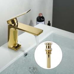 Mitigeur lavabo, mitigeur lavabo monobloc monocommande monotrou pont monté avec flexible eau chaude et froide en laiton