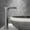 Robinet mitigeur cascade lavabo haut, mono vasque mitigeur lavabo salle d'eau avec flexible eau chaude et froide en laiton