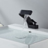 Mitigeur d'évier de salle de bain, robinets de lavabo à cascade courbée en forme de 7, à poignée unique avec tuyau d'eau chaude et froide