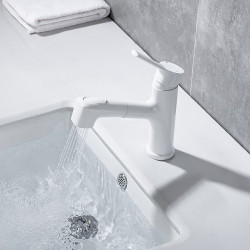 Robinet lavabo - Rétractable Plaqué, mitigeur un trou pour un usage pratique dans la salle de bain