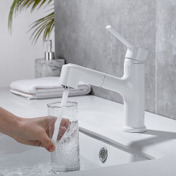 Robinet lavabo - Rétractable Plaqué, mitigeur un trou pour un usage pratique dans la salle de bain