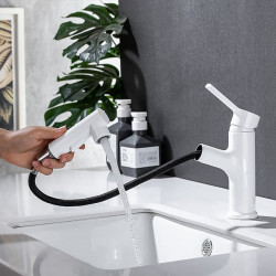 Robinet lavabo - Rétractable Plaqué, mitigeur un trou pour un usage pratique dans la salle de bain