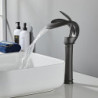 Robinet lavabo bec cascade en laiton, design moderne à une poignée