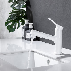 Robinet lavabo - Rétractable Plaqué, mitigeur un trou pour un usage pratique dans la salle de bain