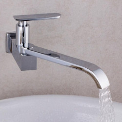 Robinet d'évier de cuisine en Cuivre, Monotrou Rotatif Cascade Chromée, Valve en Céramique Eau Froide