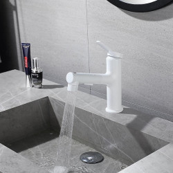 Robinet lavabo - Style Rétractable/Classique Plaqué, Mitigeur un Trou au Centre pour Salle de Bain