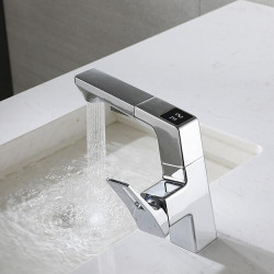 Robinet lavabo - Rotatif/Rétractable/Classique Plaqué, Mitigeur un Trou au Centre pour Salle de Bain