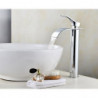 Robinet de lavabo de salle de bain style moderne, cascade chromée en acier inoxydable