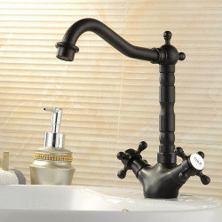 Robinet Noir de Buanderie pour Évier Utilitaire Classique, Monotrou à Arc Élevé avec Tuyaux d'Eau Chaude et Froide, Robinet...