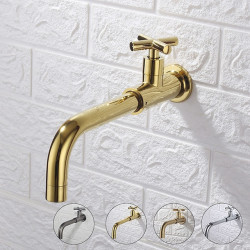 Robinet de lavabo de salle de bain mural rotatif, style industriel avec eau froide uniquement