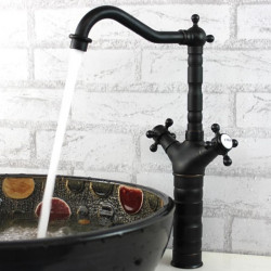 Robinet Noir de Buanderie pour Évier Utilitaire Classique, Monotrou à Arc Élevé avec Interrupteur d'Eau Chaude et Froide,...