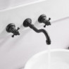 Robinet Noir de Blanchisserie pour Évier Utilitaire Classique, Trois Trous à Montage Mural avec Tuyaux d'Eau Chaude et Froide, Robinet Commercial de Remplissage de Pot