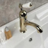 Robinet de Lavabo Classique en Plaqué, Set de Centre avec Mitigeur à Un Trou pour Salle de Bain