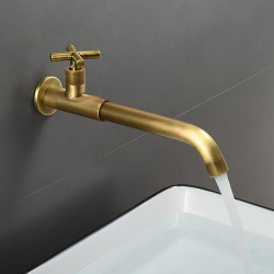 Robinet de Lavabo Mural pour Salle de Bain, Mitigeur de Bain à Bec Réversible à Un Trou et à Poignée Unique en Laiton pour Grand Récipient en Noir Chrome ou Laiton Antique