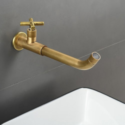 Robinet de Lavabo Mural pour Salle de Bain, Mitigeur de Bain à Bec Réversible à Un Trou et à Poignée Unique en Laiton pour Grand Récipient en Noir Chrome ou Laiton Antique