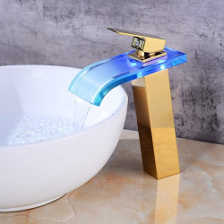 Robinet cascade LED pour évier de salle de bain, design moderne et fonctionnel