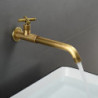 Robinet de Lavabo de Salle de Bain Mural, Mitigeur à Poignée Unique avec Un Trou et Long Bec Réversible pour Lavabo de Salle de Bain Grand Récipient, en Laiton Antique Noir Chrome Argent