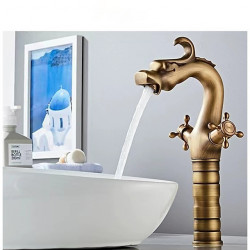 Robinet de Lavabo de Salle de Bain pour Navire, Style Loong Nouveauté, Montage Extérieur en Forme de Dragon, à Un Trou avec...