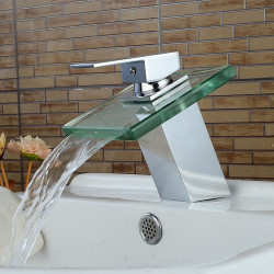 Lavabo de salle de bain cascade en verre chromé, design moderne et élégant