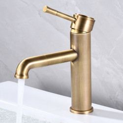 Robinet de lavabo extractible en bronze huilé, design vintage pour salle de bain