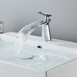 Robinet de lavabo cascade en laiton, style moderne avec eau chaude et froide