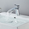 Robinet de lavabo cascade en laiton, style moderne avec eau chaude et froide