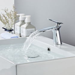 Robinet de lavabo cascade en laiton, style moderne avec eau chaude et froide