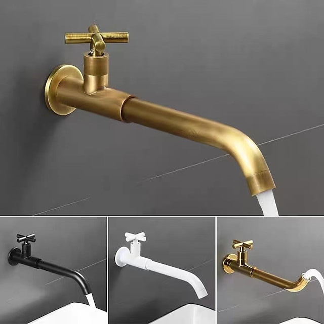 Robinet de lavabo mural froid seulement, pivotant à 360 degrés en laiton pour salle de bain