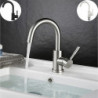 Mitigeur de lavabo en acier inoxydable avec bec standard, design contemporain avec eau chaude et froide