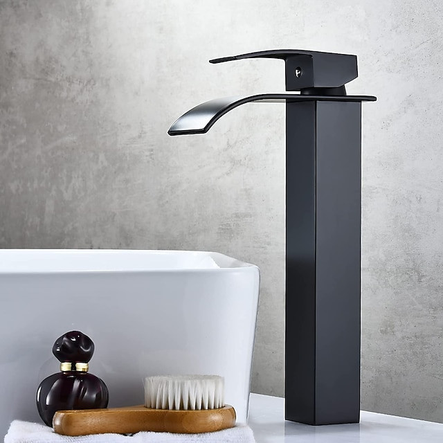 Mitigeur de lavabo cascade haut de gamme, design moderne avec tuyau d'eau chaude et froide, robinet monocommande monté sur le pont