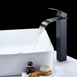 Mitigeur de lavabo cascade haut de gamme, design moderne avec tuyau d'eau chaude et froide, robinet monocommande monté sur le pont